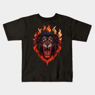 lion fire roar Kids T-Shirt